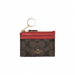 Coach Skinny ID-kaardi hoidja 11 rippuva lukuga hoiuruum kaetud l&otilde;uend ja nahast kaardihoidja Mini Naiste aksessuaarid Punakaspruun 88208-IMRVQ Basic Set (Bag+Dust Bag)