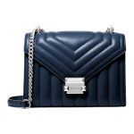 Michael Kors MK Whitney T&auml;helogo H&otilde;bedased detailid PU &Uuml;mbrik Crossbody &Otilde;lakott Keskmine Naiste kotid Tumesinine 35R4SWHL6U-NAVY Basic Set (Bag+Dust Bag)
