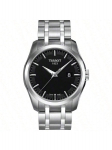 Couturier T035.410.11.031.00 meeste stiilne, elegantne roostevabast terasest kvartskell, 39 mm &uuml;mmargune valge sihver kuup&auml;evan&auml;idikuga, T035.410.11.051.00 must