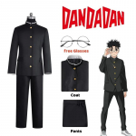 Ken Takakura Cosplay Kost&uuml;&uuml;m Parukas Anime Dandadan Okarun Koolivorm Must Jakk P&uuml;ksid Gakuran Prillid Halloweeni Pidustus Mehed XS（old）