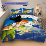 3 tk Peter Pan Tinkerbell Muinasjutu Seiklus Mustriga Voodipesu Kolmeosaline Komplekt (1Kate + 2 padjap&uuml;&uuml;ri, ilma t&auml;idiseta) D055 250x220cm