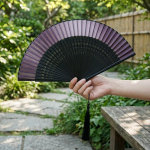 Kokkupandav k&auml;eshoitav ventilaator tutiga Ida-klassikaline 22cm Kokkupandav ventilaator Chinoiserie K&auml;eshoitav ventilaator Bambusest siidist ventilaator pulmakingiks kohv