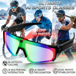 AI Nutikad spordiprillid 32MP HD-kaameraga 360&deg; stereoheli IP65 veekindel Bluetooth-k&otilde;ne Muusikapleier Prillid jalgrattas&otilde;iduks Meestele