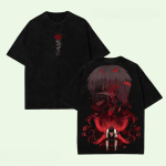 Ken Kaneki Tokyo Ghoul Anime R&otilde;ivad Mehed Naised &Uuml;legabariidilised T-s&auml;rgid L&uuml;hikeste Varrukatega Pesitud T-s&auml;rk Retro Puuvillane T-s&auml;rk Harajuku Topid M black