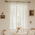 Talumaja Ruffle Kardinad, Prantsuse Maakodu Lilleline Kardin Elutuppa Magamistuppa, Valgust Filtreerivad Shabby Chic Aknakardinad W150xH60cm&Rod Pocket