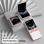 Samsung Galaxy Z Flip 7 jaoks Galvaanitud Nahast Tekstuuriga L&auml;ikiv Teemant R&otilde;ngaga Riputamiseks S&otilde;rmej&auml;ljevastane Telefoni&uuml;mbris For Galaxy Z Flip 7 valge
