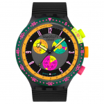 SWATCH Neooni seeria Kvartsmehhanism 30 meetrit veekindel Meeste k&auml;ekell &Scaron;veitsi kell 47 mm Hall sihver Pol&uuml;meerist korpus Silikoonrihm SB02B104 hall v&auml;rv