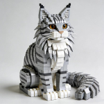Realistlik Maine Coon Kassi ehitusklotsid DIY kokkupanek Loomamudel Lauakaunistus Koguja kingitus hall