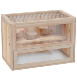 Puidust hamstripuur hiirte n&auml;riliste v&auml;ikeste loomade puur liikumis m&auml;ngumaja 60 x 35 x 42cm, naturaalne puiduviimistlus 60 x 35 x 42 cm looduslik
