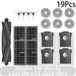 Dreame D20 Ultra / L40 Ultra AE / L10s Ultra CE Robot tolmuimeja Tarvikud Rullik P&otilde;hi K&uuml;lgmised harjad Mop Tolmukott Filter Varuosad Set C