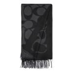Coach &Uuml;lisuur Monogrammiga Jacquardist Kahepoolne Tuttidega Talvine Sall S&uuml;simust Must 76384-BLK must