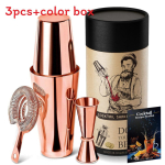 Boston kokteilisegisti komplekt roostevabast terasest baaritarvikud kodubaari ja peo jaoks 3PCS Rose Gold