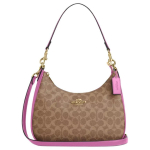 COACH Teri kaetud l&otilde;uendist poolkuu kott, kaasaskantav crossbody kott, &otilde;lakott suur naiste pruun ja roosipunane CV940-IMXVS One Size 1 pink