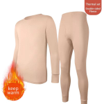 Long Johns Winter Meeste termopesukomplekt &Uuml;mara kaelusega Kahepoolsest harjast riidest pealis- ja alaosa hoiab soojas, pehmed riided pidžaamad M