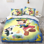 3D Prinditud Pinocchio Tekikott Padjap&uuml;&uuml;r Pinocchio Voodipesukomplekt T&auml;iskasvanu Poiss T&uuml;druk Magamistoa Kaunistus Lapsed &Uuml;heinimesevoodi Kaheinimesevoodi 135cmx200cm