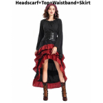 Keskaegne Piraadi Pere Kost&uuml;&uuml;mikomplekt Rufflepikkude Kleitidega Halloweeni Cosplayks Adult Black,XXL black