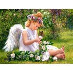 Teemantmosaiik Teemantmaal Ristpistes Teemanttikandid Ikoon Rhinestone Kingitus Ingli kudumine 20X30CM