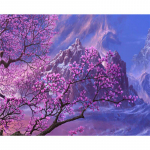 DIY Purple Flower Mountain Teemant k&auml;sitsi valmistatud tikandid Pilt Akr&uuml;&uuml;lmosaiik Kodukaunistus 20X30CM