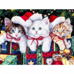 DIY teemantmaal, t&auml;is&uuml;mmargused helmed tikandid, kolm kassi teemantmosaiigist kividest ristpistes 20X30CM