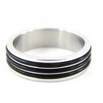 Bague Homme 'Peaceful' Acier Noir 52 h&otilde;be