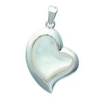 Les Tr&eacute;sors De Lily [D4595] - Pendentif Argent 'C&oelig;ur Nacr&eacute;' Blanc argent&eacute; - 26x20 mm valge