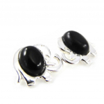 Les Tr&eacute;sors De Lily [H3448] &ndash; h&otilde;bedased  Goddess Jet Black  elevandik&otilde;rvar&otilde;ngad (roodiumiga kaetud) - 11x9 mm must