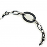 Altesse [L0106] - Bracelet acier 'Chor&eacute;graphie' c&eacute;ramique noir must