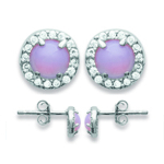 Les Tr&eacute;sors De Lily [P0184] - Boucles argent 'Princesse Opale' rose argent&eacute; (rhodi&eacute;) - 6 mm Heleroosa