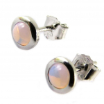 Les Tr&eacute;sors De Lily [P0654] - Boucles argent 'Princesse Opale' rose opalescent argent&eacute; (rhodi&eacute;) - 5 mm h&otilde;be