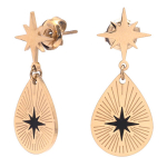 Les Tr&eacute;sors De Lily [Q8597] &ndash; disainitud terasest k&otilde;rvar&otilde;ngad 'Une Etoile est N&eacute;e' must kuld - 30x12 mm must