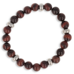 Les Tr&eacute;sors De Lily [R0674] - Bracelet acier 'Min&eacute;ralia' marron rouge (oeil de tigre) - 8 mm pruun