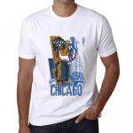 Meeste Vintage T-s&auml;rk Graafiline T-s&auml;rk Chicago Lifestyle White XXL valge