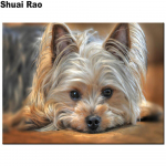 Yorkshire'i terjer koer teemantmaaling 3d teemanttikandid armas lemmikloom Rhinestone'i pildid 50X70CM