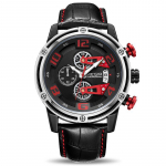 MEGIR kronograaf spordikell Meeste nahkrihm loominguline kvartskell Kell meeste s&otilde;jaline k&auml;ekell punane