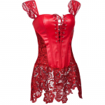 Seksikas naistepesu, nahast ja pitsist burlesque Steampunk korsettkleit, v&ouml;&ouml;koht, rinnat&uuml;kk, suurem suurus. XXXL punane