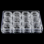 12 tk kaasaskantav plastist l&auml;bipaistev kosmeetiline t&uuml;hi purk Pot Box Nail Art Glitter Bead hoiukonteiner ruudukujuline pudel manik&uuml;&uuml;ri k&uuml;&uuml;nte t&ouml;&ouml;riist