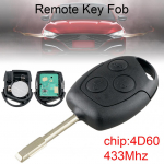 433Mhz 3 nupuga auto kaugjuhtimisv&otilde;ti koos 4D60 kiibi ja FO21 teraga, mis sobib Ford Fusion Focus Mondeo Fiesta Galaxy jaoks