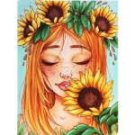 T&auml;isruudukujuline teemantmaal T&uuml;druku pilt kivist teemanttikandist P&auml;evalille teemantmosaiigist portree kodukaunistus Full Round 20X30CM