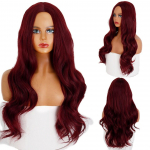 MISS WIG naiste pikad lainelised s&uuml;nteetiline parukas 26 tolli naturaalsete pikkade juustega laineline parukas keskmine osa kuumakindel asendusparukas must vesilaine