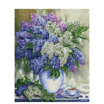 5D &uuml;mmargune t&auml;isteemantmaal lilla lilla lillega n&auml;put&ouml;&ouml; tikkimismustrid kivist ristpistes mosaiik Full Round 20x30CM