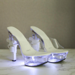 Platvorm Gun Luminous Heel Sussid Clear Crystal Sandaalid 34 valge
