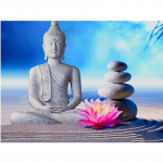 5D DIY teemantmaal Buddha puhta maa teemanttikandid ristpistes t&auml;ispistega kivimosaiigiga kodukaunistus Round 20x30cm