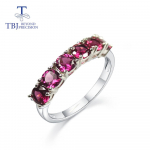 Naturaalne rodoliit granaadist s&otilde;rmus &uuml;mmargune 4 mm 6-osaline klassikaline lihtne v&auml;&auml;riskivist s&otilde;rmus peen ehe 925 h&otilde;bedast naistele us ring size 6# punane/lilla