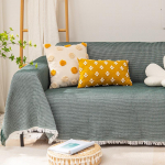 Tutt Jacquard Diivanitekk Hall Khaki Geomeetriline Voodi Pank V&auml;livaibad Telkimispiknikutekk Diivanir&auml;tik 90*90cm roheline