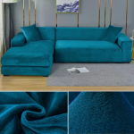 Sametine diivani kate Elastne paks L-kujuline nurgadiivani kate elutuppa 1/2/3/4 istekohaga veniv kate diivandiivani tugitoolile 4 Seater 230-300cm sinine