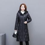 2022 aasta uued puuvillase polsterdatud riided: Naiste Lingge pikk, p&otilde;lvini, kerged ja &otilde;hukesed puuvillase polsterdatud riided, naiste kapuutsiga jope, talvel &otilde;huke 5XL must