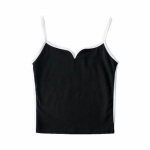 Must crop top suvine seksikas top naiste spagetid rihmaga topp vabaaja v kaelusega camis kootud varrukateta cami top armee roheline cami hall M must