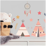 Les Tr&eacute;sors De Lily [R3392] - kleebiste leht  Indian Teepee  virsik - 20x70 cm Heleroosa
