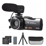 Andoer 2,7K digitaalne videokaamera videokaamera DV-salvesti 48MP 16x digitaalne suum 3,0-tolline IPS Touch must