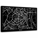 L&otilde;uendiprint Delhi linnakaart 60x40 must/valge